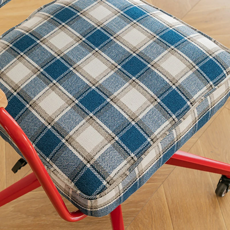 Contemporary Retro Aluminum Alloy, Stainless Steel Fabric Rounded Adjustable Height Swivel Desk Chair With Armrests & Wheels For Home Office And Bedroom
