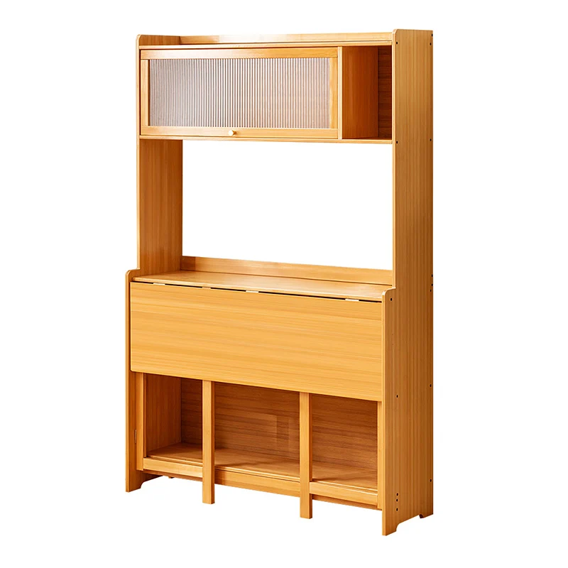 Traditional Vintage Bamboo MDF Acrylic Foldable Rectangular Kids Study Desk Chair Set With 4-Tier For Living Room