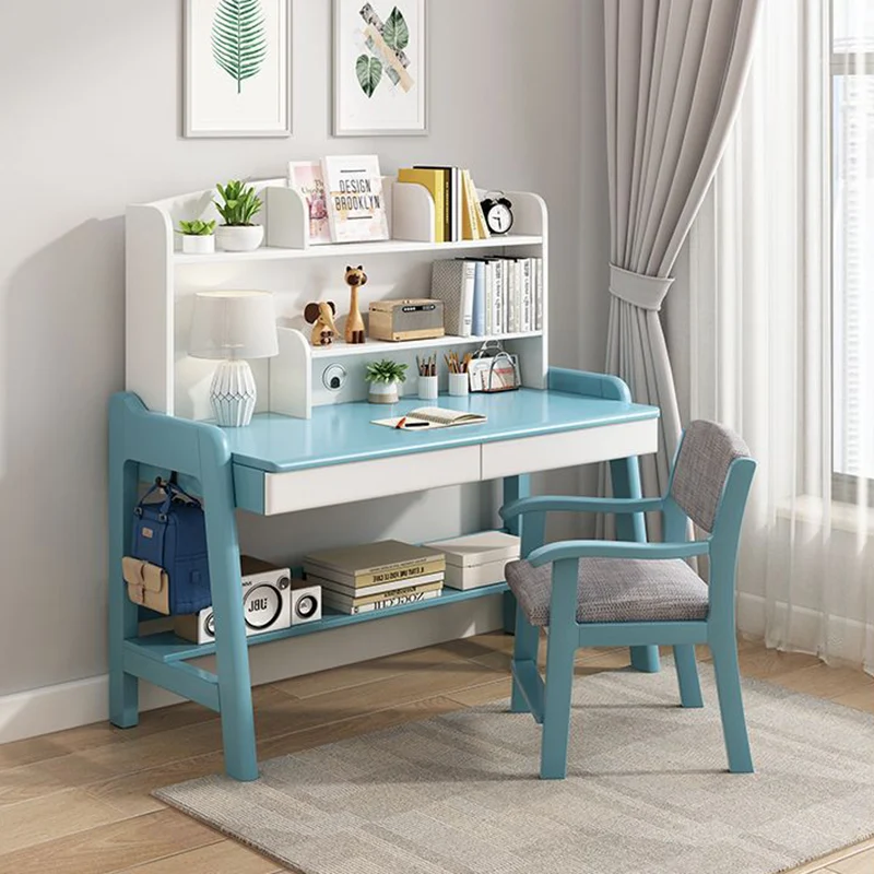Modern Minimalist Wood Veneer Plywood Rounded Trapezoid Rectangular Kids Study Desk With 2 Drawers For Living Room