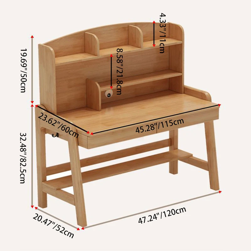 Modern Minimalist Wood Veneer Plywood Rounded Trapezoid Rectangular Kids Study Desk With 2 Drawers For Living Room