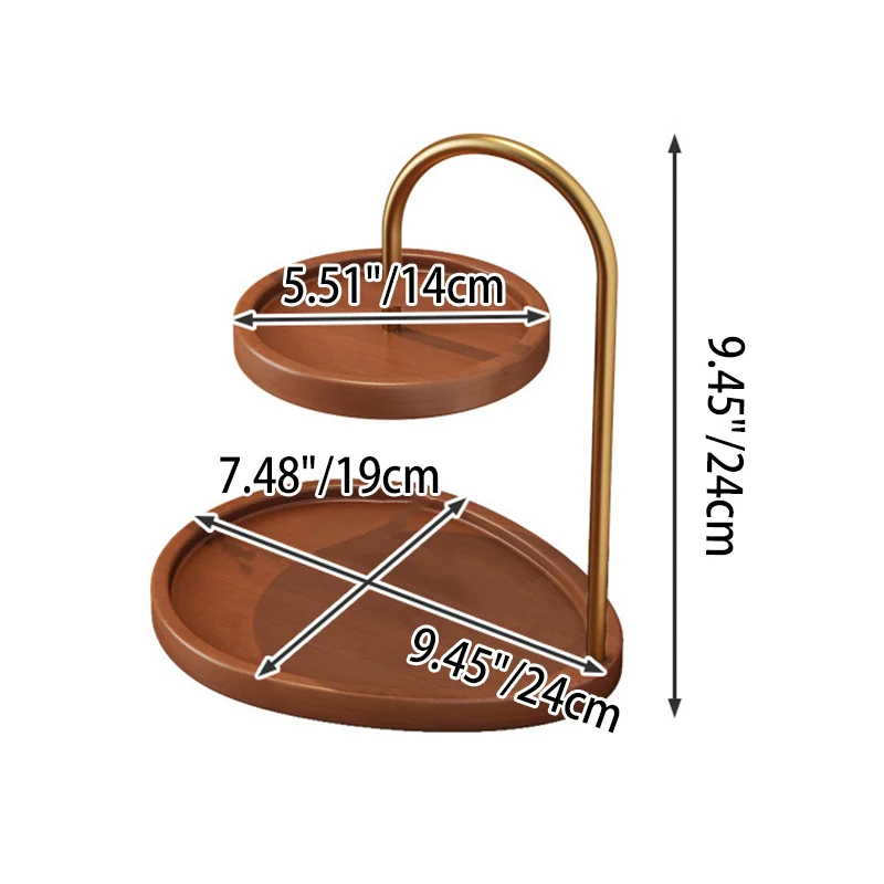 Modern Minimalist Bamboo & Metal Oval Table Storage Shelf 2-Tier Organizer For Entryway & Bedroom