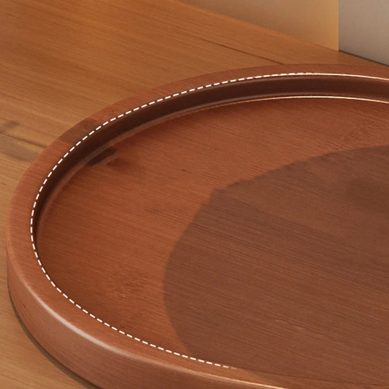 Modern Minimalist Bamboo & Metal Oval Table Storage Shelf 2-Tier Organizer For Entryway & Bedroom
