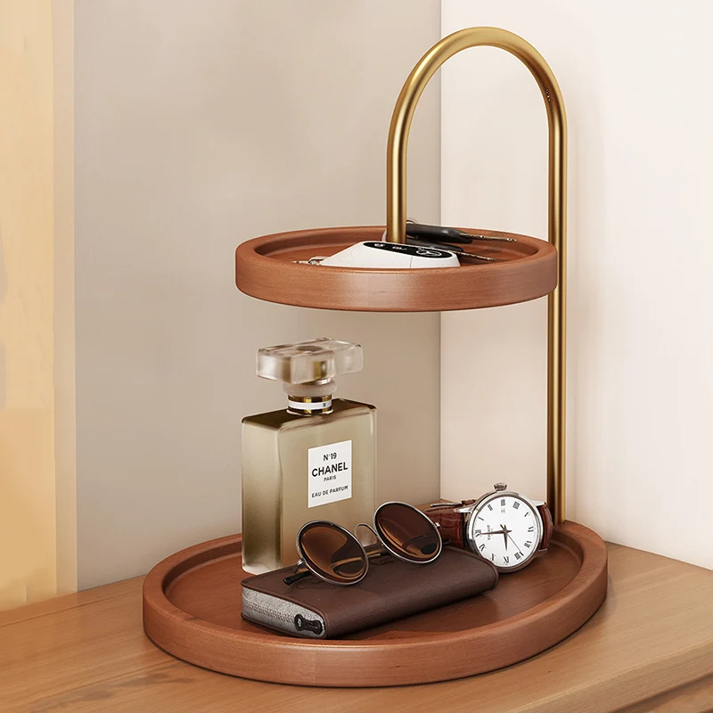 Modern Minimalist Bamboo & Metal Oval Table Storage Shelf 2-Tier Organizer For Entryway & Bedroom