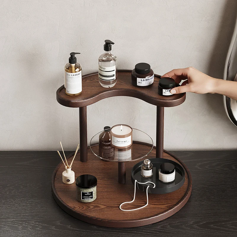 Modern Minimalist Bamboo & Acrylic 3 Tiers Storage Shelf Desktop Organizer For Bedroom & Entryway