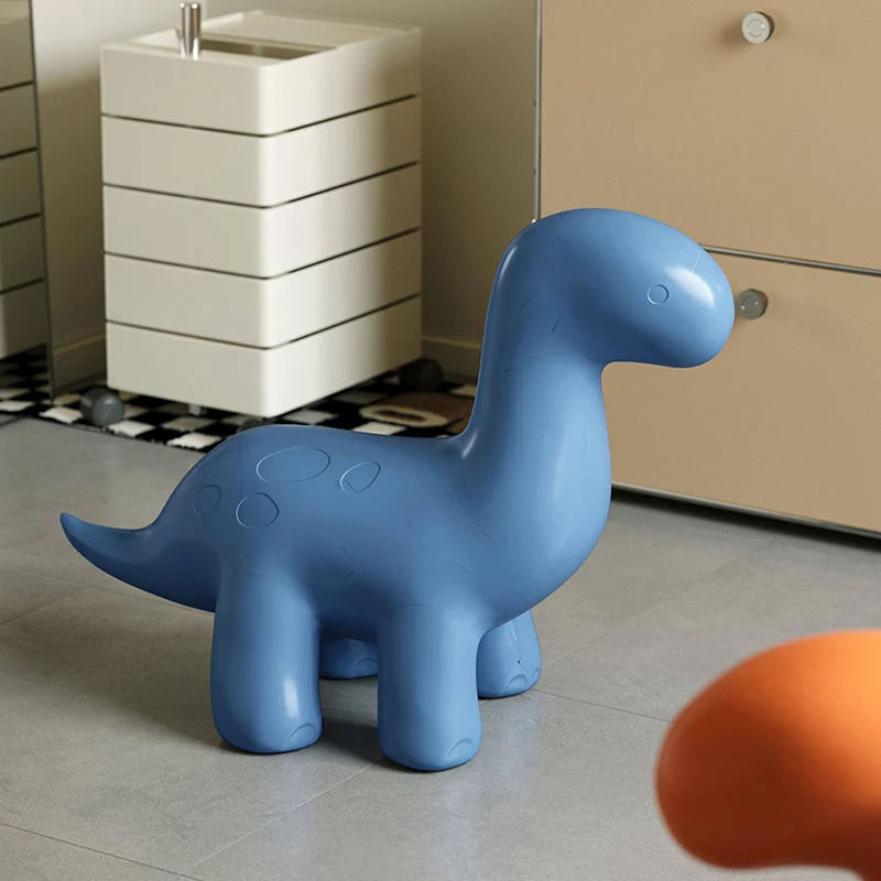 Modern Art Deco PE Plastic Cartoon Dinosaur Anti-Tip Design Kids Low Stool Backless Armless For Entryway & Hallway