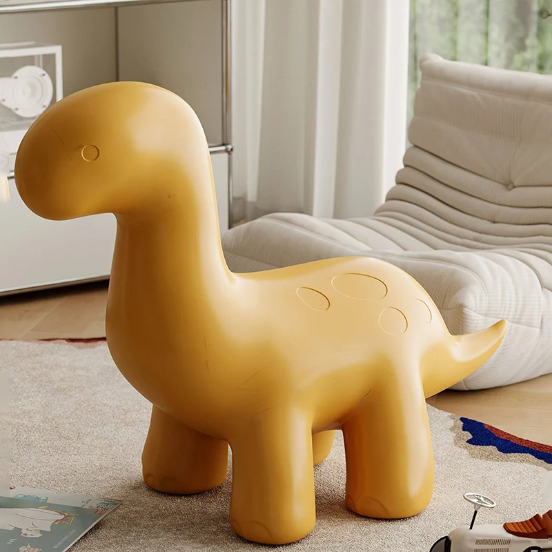 Modern Art Deco PE Plastic Cartoon Dinosaur Anti-Tip Design Kids Low Stool Backless Armless For Entryway & Hallway