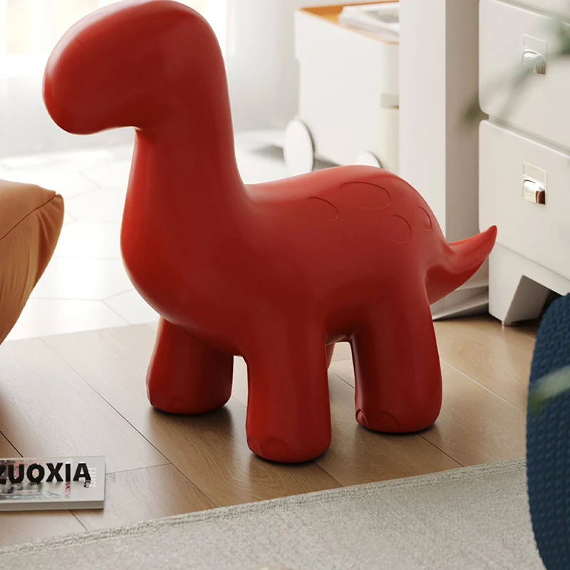 Modern Art Deco PE Plastic Cartoon Dinosaur Anti-Tip Design Kids Low Stool Backless Armless For Entryway & Hallway