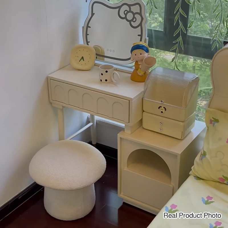 Modern Art Deco Velvet Fabric Molded Cotton Metal Mushroom Kids Low Stool Backless Armless For Entryway & Hallway