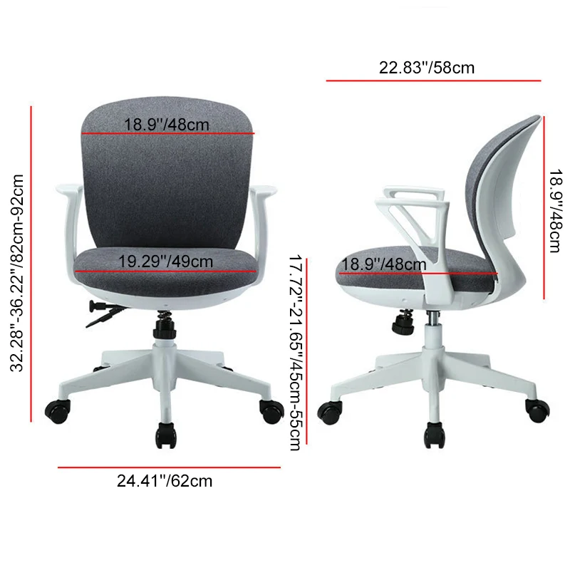 Modern Minimalist Curved PP Fiberglass Mesh Fabric Plywood Nylon Height-Adjustable Swivel Desk Chair Backrest Armrest For Home Office