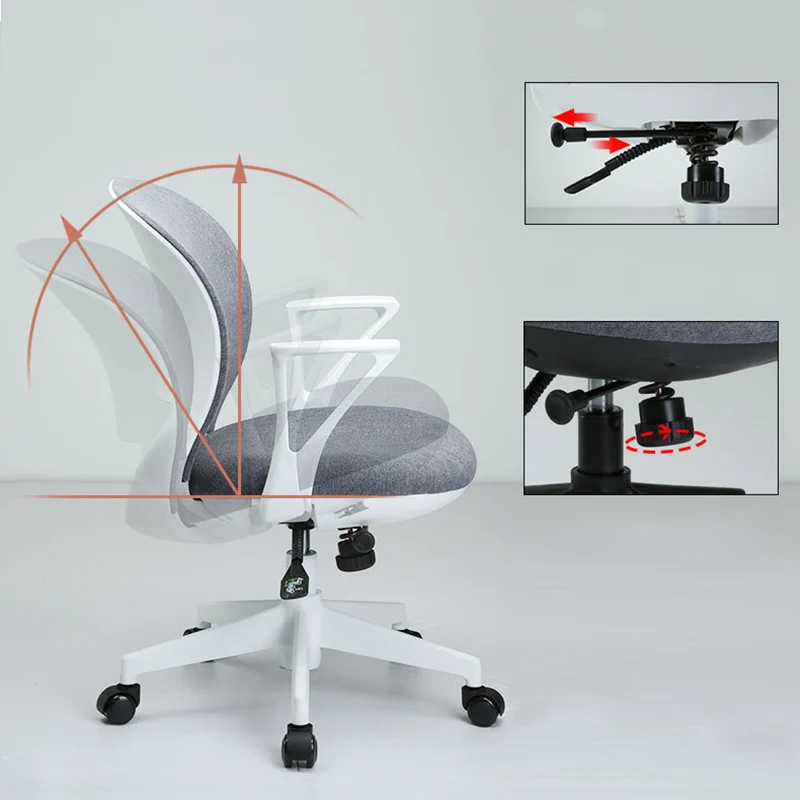Modern Minimalist Curved PP Fiberglass Mesh Fabric Plywood Nylon Height-Adjustable Swivel Desk Chair Backrest Armrest For Home Office