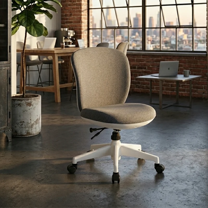 Modern Minimalist Curved PP Fiberglass Mesh Fabric Plywood Nylon Height-Adjustable Swivel Desk Chair Backrest Armrest For Home Office