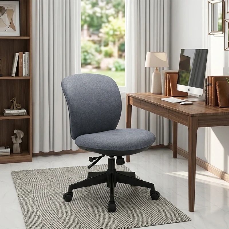 Modern Minimalist Curved PP Fiberglass Mesh Fabric Plywood Nylon Height-Adjustable Swivel Desk Chair Backrest Armrest For Home Office