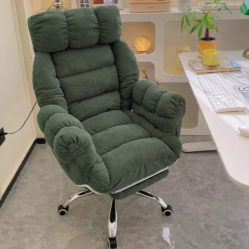 Modern Minimalist Rectangular Corduroy Stainless Steel Adjustable Swivel Desk Chair Backrest Armrest For Home Office