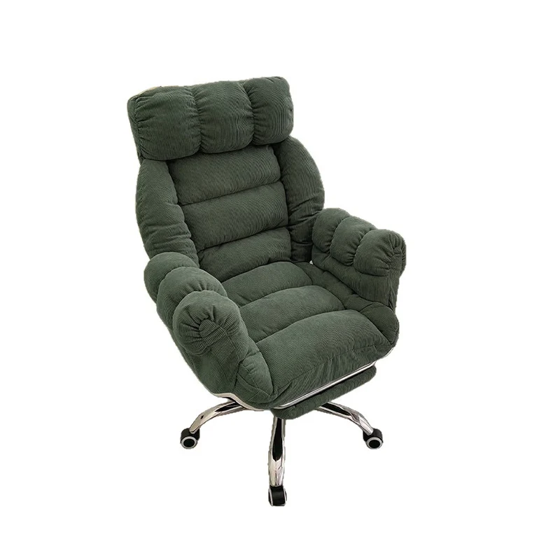 Modern Minimalist Rectangular Corduroy Stainless Steel Adjustable Swivel Desk Chair Backrest Armrest For Home Office