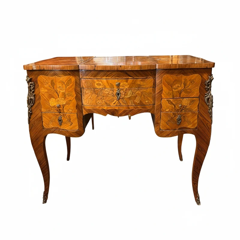 Louis XV style dressing table or vanity with marquetry, early 20th century