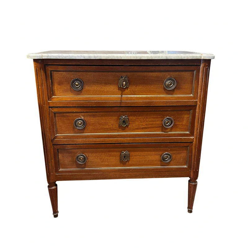 Louis XV style white marble chest of drawers