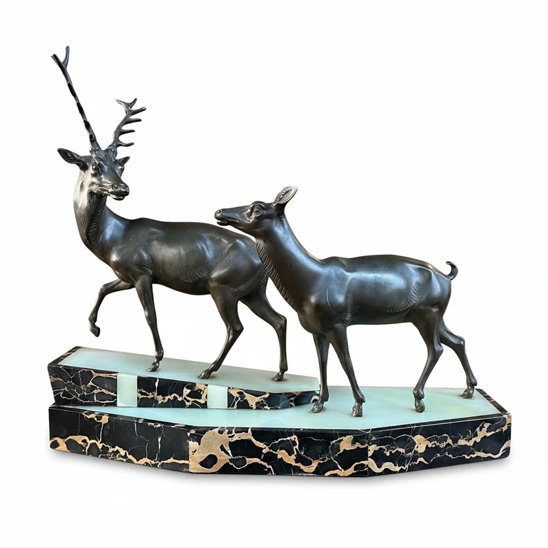 Prosper Lecourtier – “Stag and Doe” sculpture