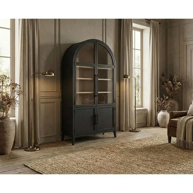 Furniture of America Minster FM-AC8029BK Arched Cabinet