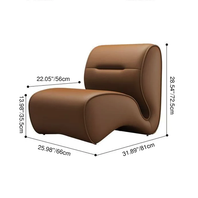 Modern Minimalist Cat-Scratch Leather Carbon Steel Rounded Accent Sofa With Backrest For Living Room & Bedroom