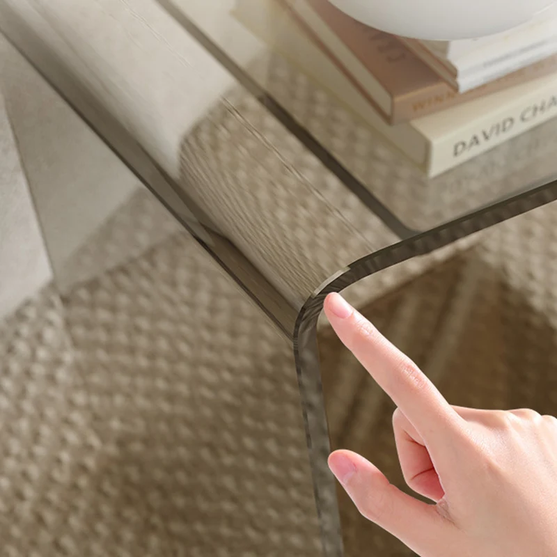 Contemporary Scandinavian Acrylic Curved Number 6 Shape Side Table With 3-Tier For Living Room