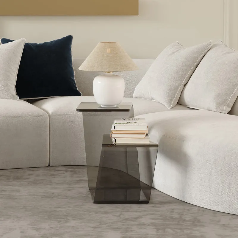 Contemporary Scandinavian Acrylic Curved Number 6 Shape Side Table With 3-Tier For Living Room