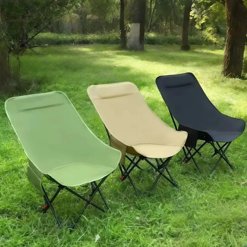 Modern Minimalist PE Carbon Steel Oxford Fabric X-Shape Folding Chair Adjustable Reclining Camping Chair For Outdoor Patio