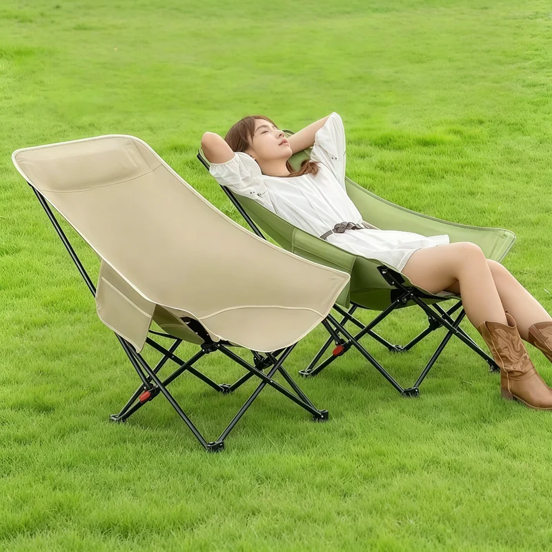 Modern Minimalist PE Carbon Steel Oxford Fabric X-Shape Folding Chair Adjustable Reclining Camping Chair For Outdoor Patio