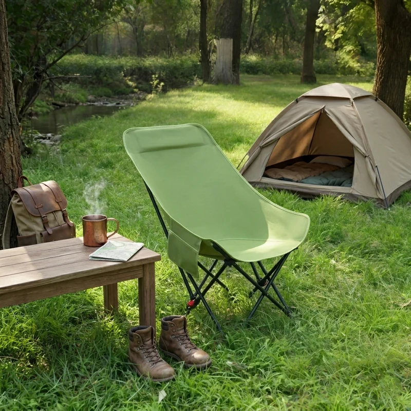 Modern Minimalist PE Carbon Steel Oxford Fabric X-Shape Folding Chair Adjustable Reclining Camping Chair For Outdoor Patio