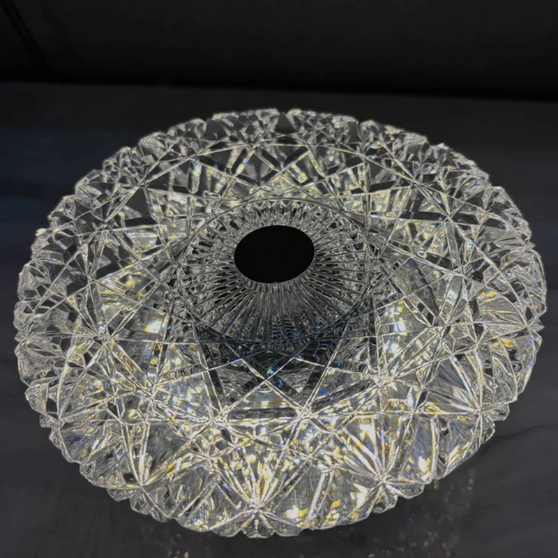 Modern Luxury Round Acrylic Aluminum Alloy Infinitely Dimmable LED Table Lamp For Bedroom