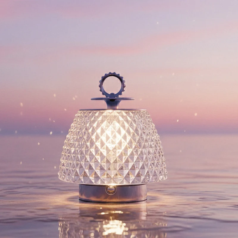 Modern Luxury Round Glass Aluminum Alloy Transparent LED Table Lamp For Bedroom