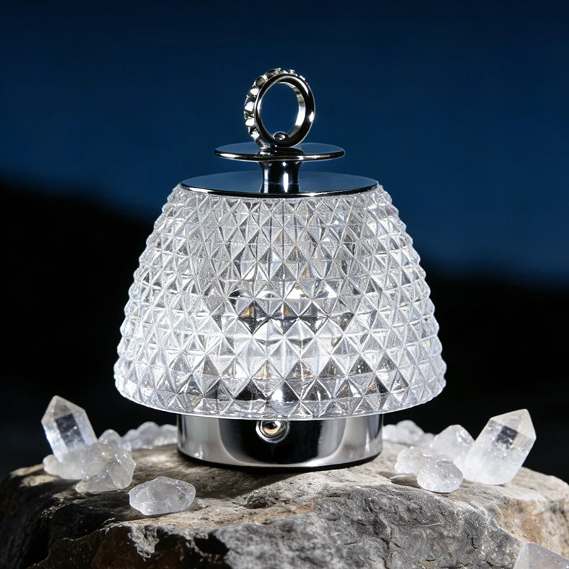 Modern Luxury Round Glass Aluminum Alloy Transparent LED Table Lamp For Bedroom