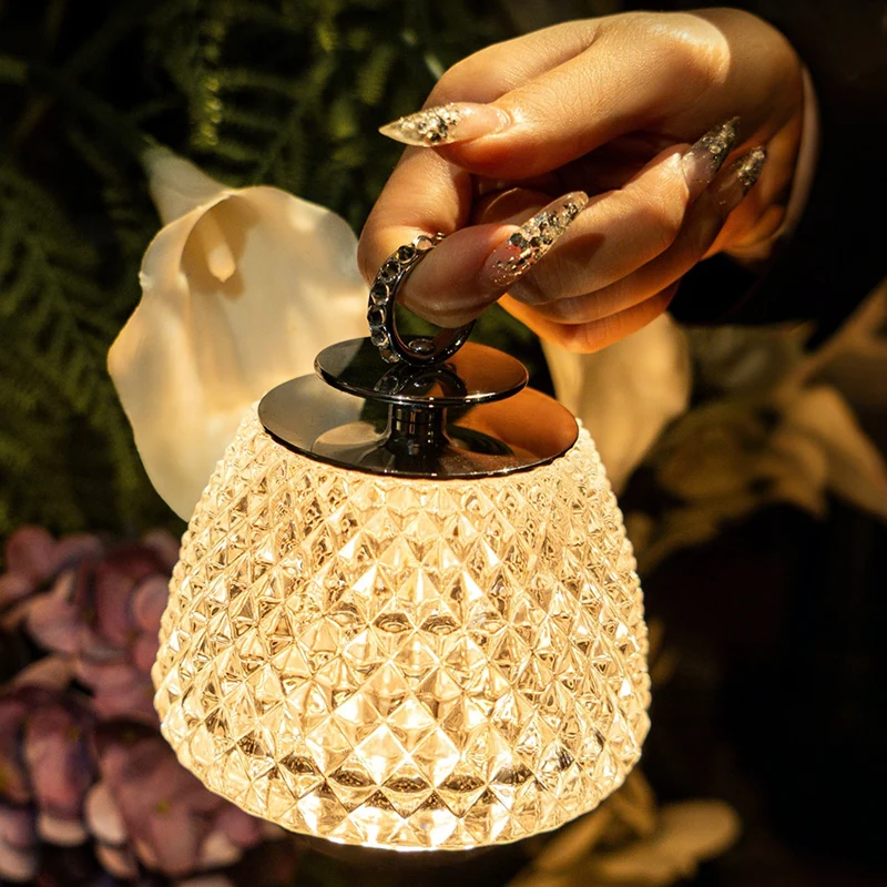 Modern Luxury Round Glass Aluminum Alloy Transparent LED Table Lamp For Bedroom