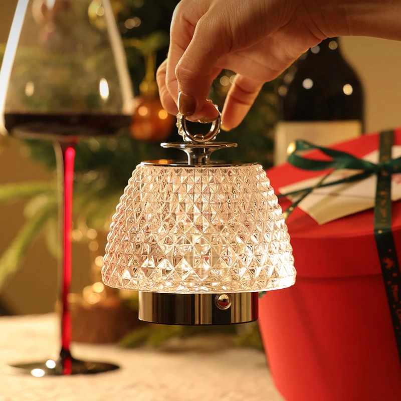 Modern Luxury Round Glass Aluminum Alloy Transparent LED Table Lamp For Bedroom