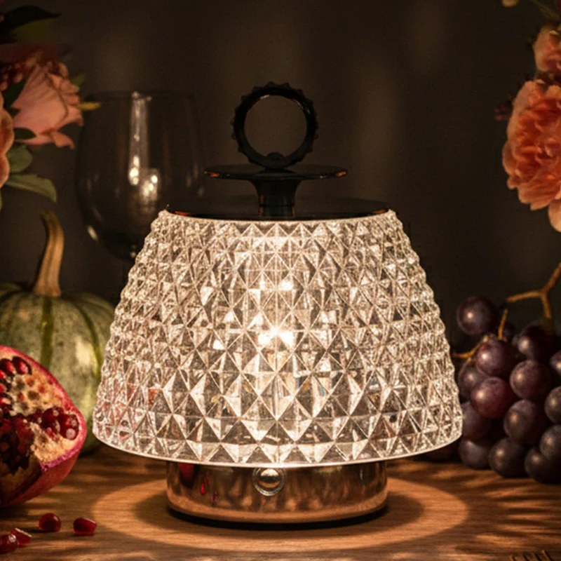Modern Luxury Round Glass Aluminum Alloy Transparent LED Table Lamp For Bedroom