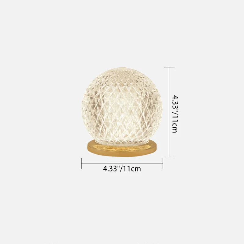 Modern Luxury Round Acrylic Aluminum Alloy Spherical LED Table Lamp For Bedroom