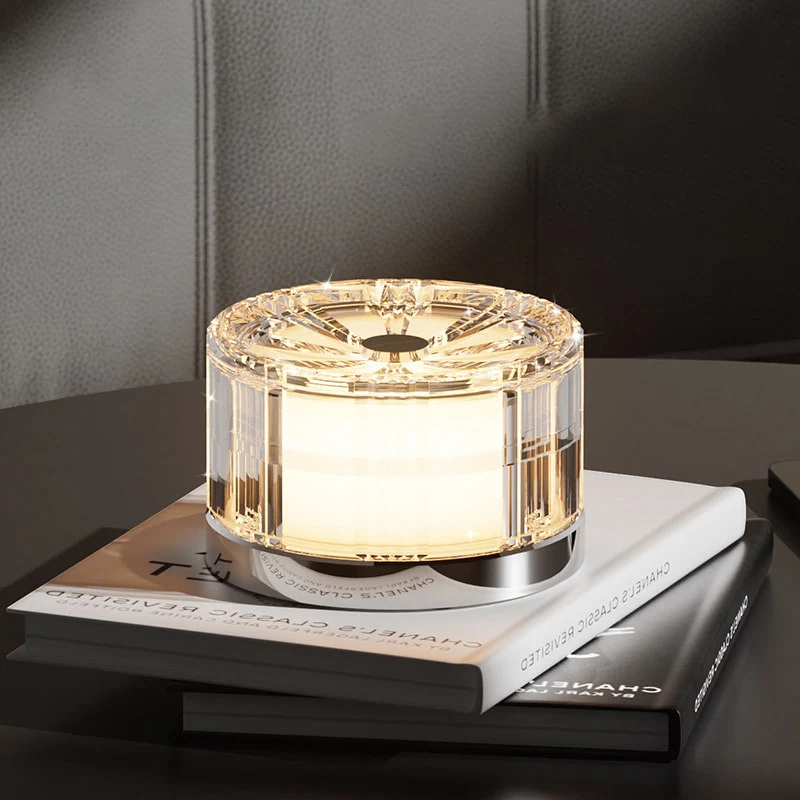 Modern Luxury Round Acrylic Aluminum Alloy LED Electroplated Table Lamp For Bedroom