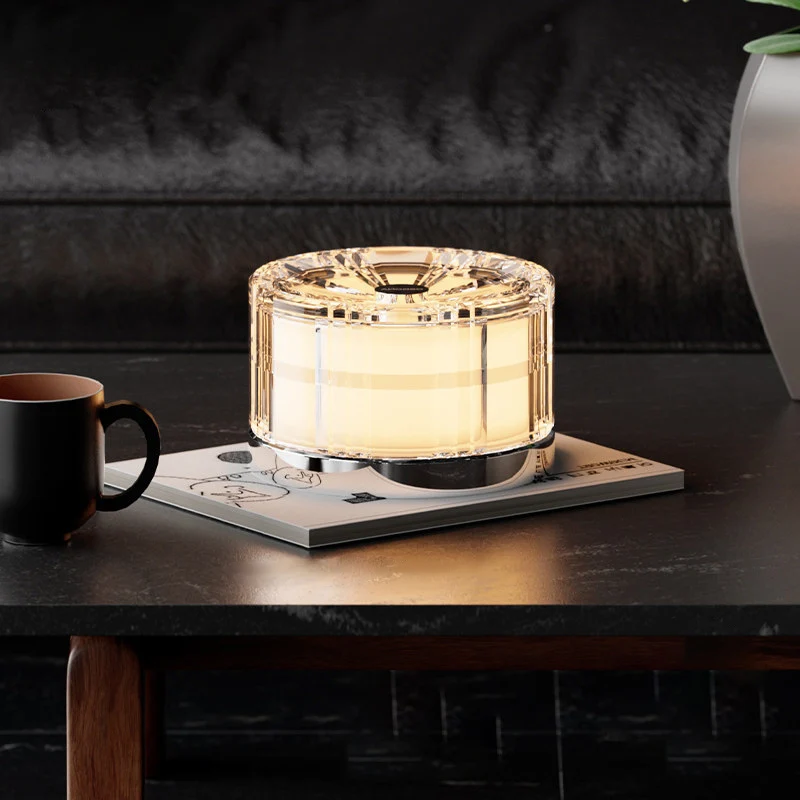 Modern Luxury Round Acrylic Aluminum Alloy LED Electroplated Table Lamp For Bedroom