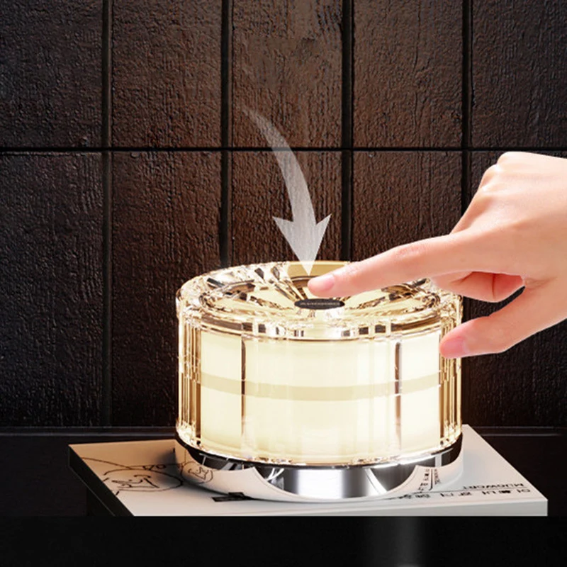 Modern Luxury Round Acrylic Aluminum Alloy LED Electroplated Table Lamp For Bedroom
