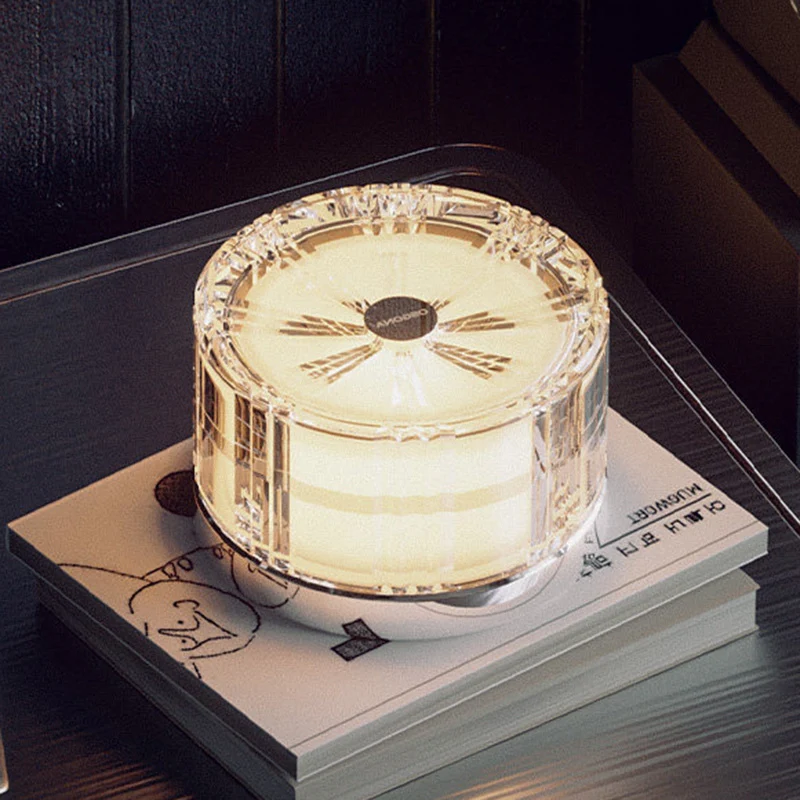 Modern Luxury Round Acrylic Aluminum Alloy LED Electroplated Table Lamp For Bedroom