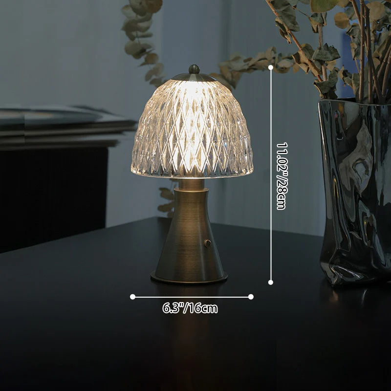 Modern Luxury Round Glass Aluminum Alloy LED Table Lamp For Bedroom