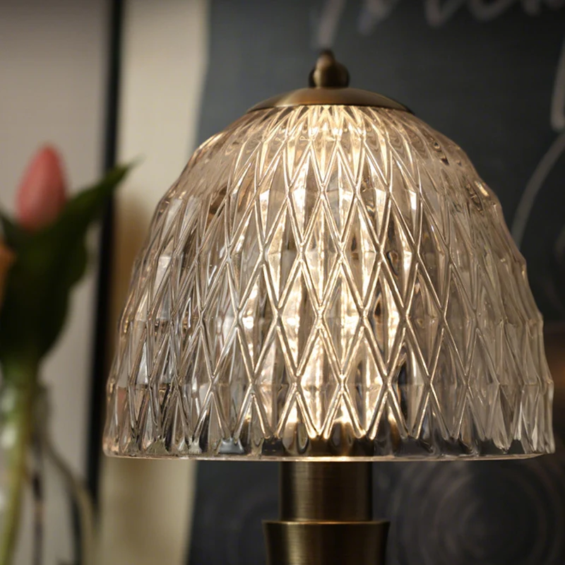 Modern Luxury Round Glass Aluminum Alloy LED Table Lamp For Bedroom
