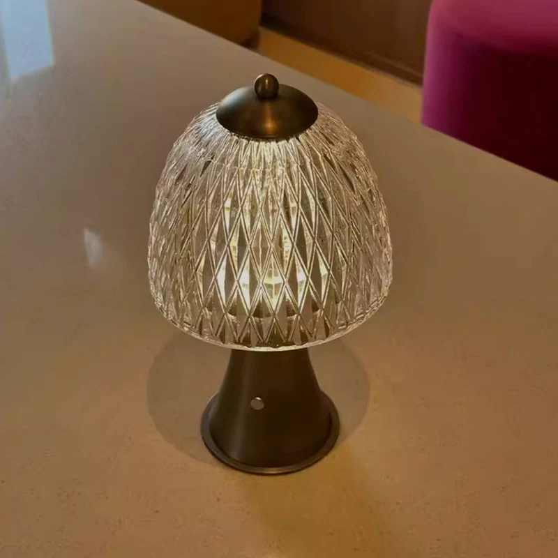 Modern Luxury Round Glass Aluminum Alloy LED Table Lamp For Bedroom