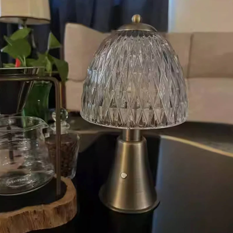 Modern Luxury Round Glass Aluminum Alloy LED Table Lamp For Bedroom