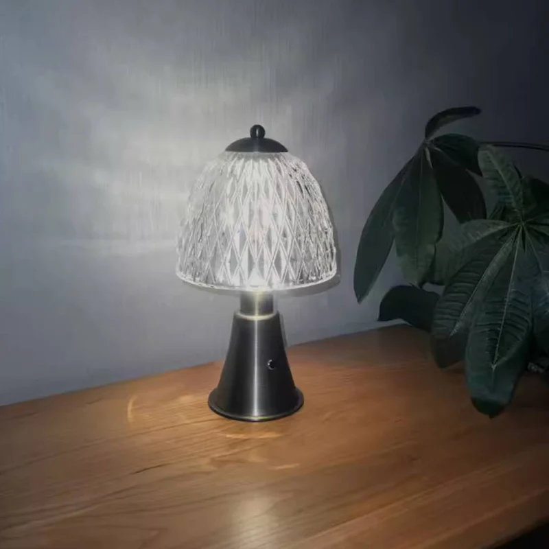 Modern Luxury Round Glass Aluminum Alloy LED Table Lamp For Bedroom