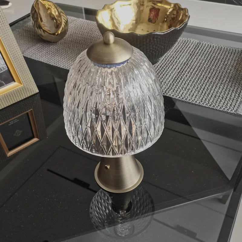 Modern Luxury Round Glass Aluminum Alloy LED Table Lamp For Bedroom