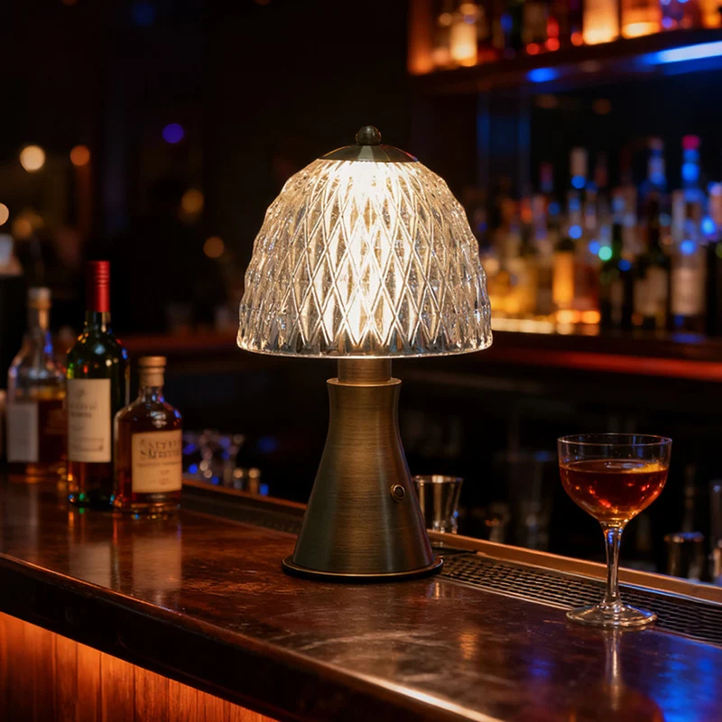 Modern Luxury Round Glass Aluminum Alloy LED Table Lamp For Bedroom