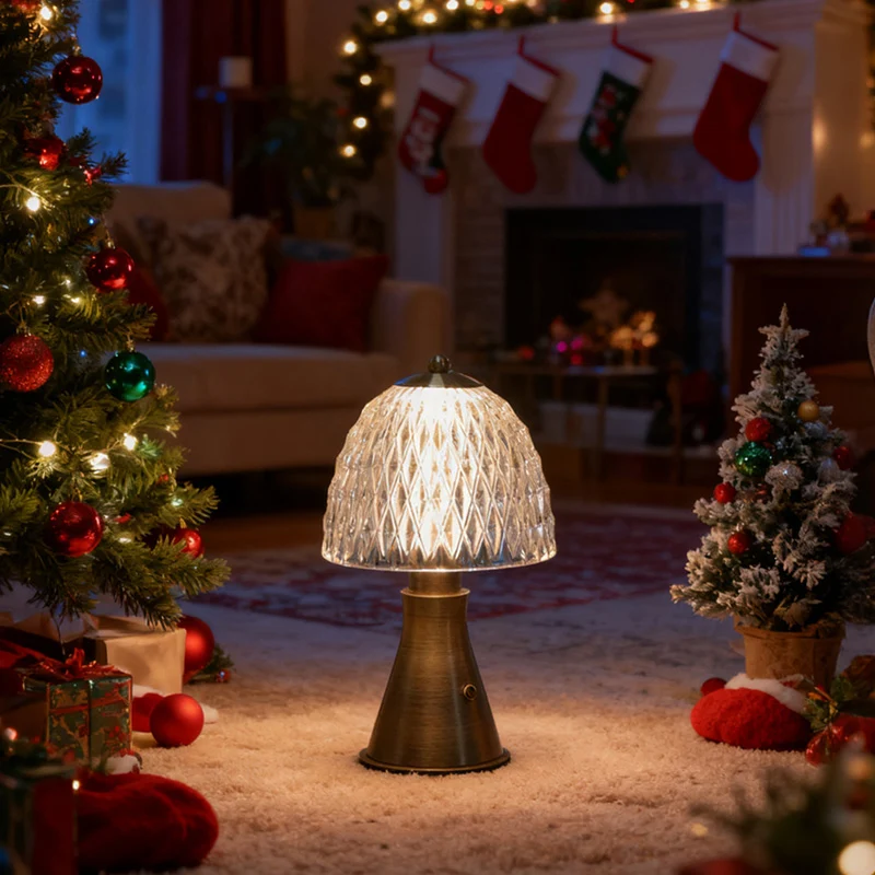 Modern Luxury Round Glass Aluminum Alloy LED Table Lamp For Bedroom