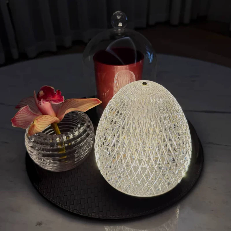 Modern Luxury Round Acrylic Aluminum Alloy LED Table Lamp For Bedroom