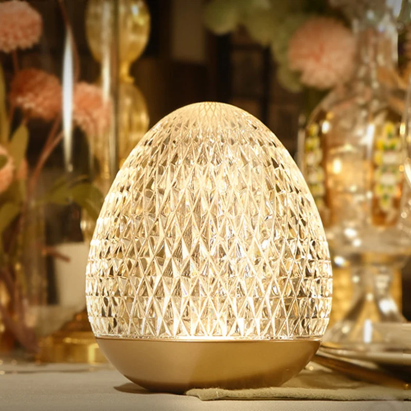 Modern Luxury Round Acrylic Aluminum Alloy LED Table Lamp For Bedroom