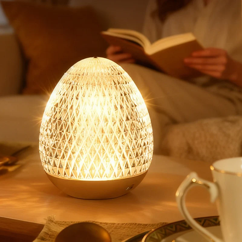 Modern Luxury Round Acrylic Aluminum Alloy LED Table Lamp For Bedroom